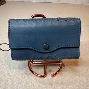 Authentic Bottega Veneta Intrecciato Key Case Leather Blue Made in Italy 6 Keys